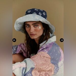 Free People Paisley Bandana Bucket Hat - Blue